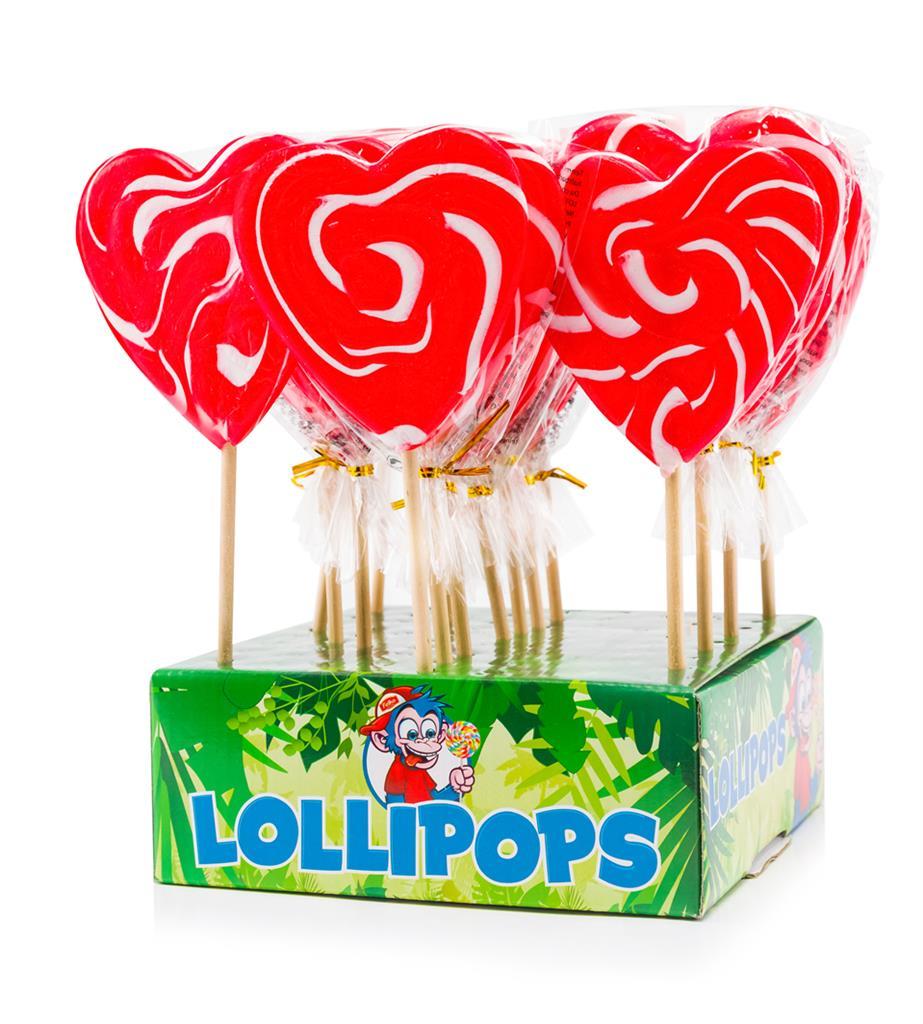 Rode hartjes lolly (met witte lijntjes)